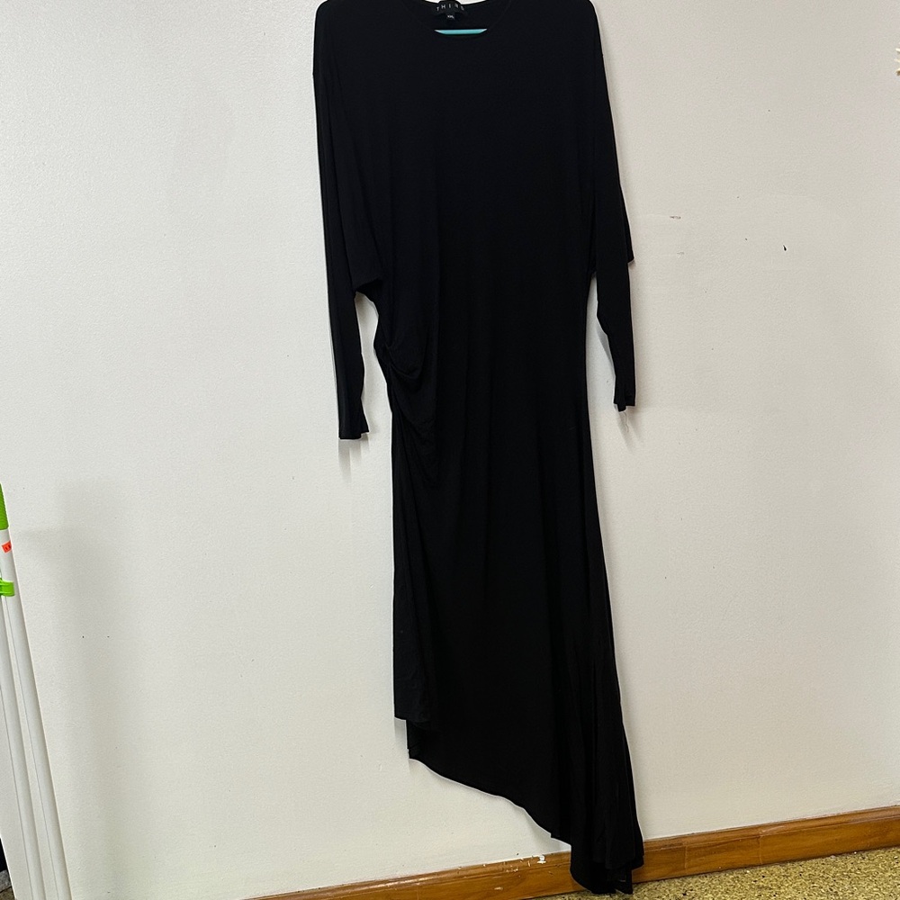 Black Asymmetric Long Sleeve Dress - Women - Picture 1 of 4